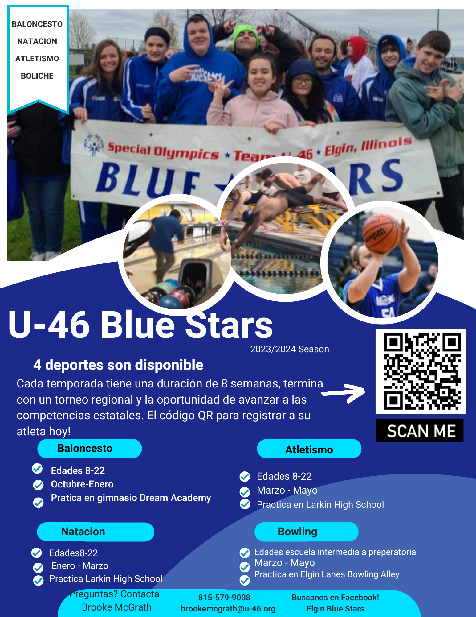 Blue Stars registration flyer in Spanish 